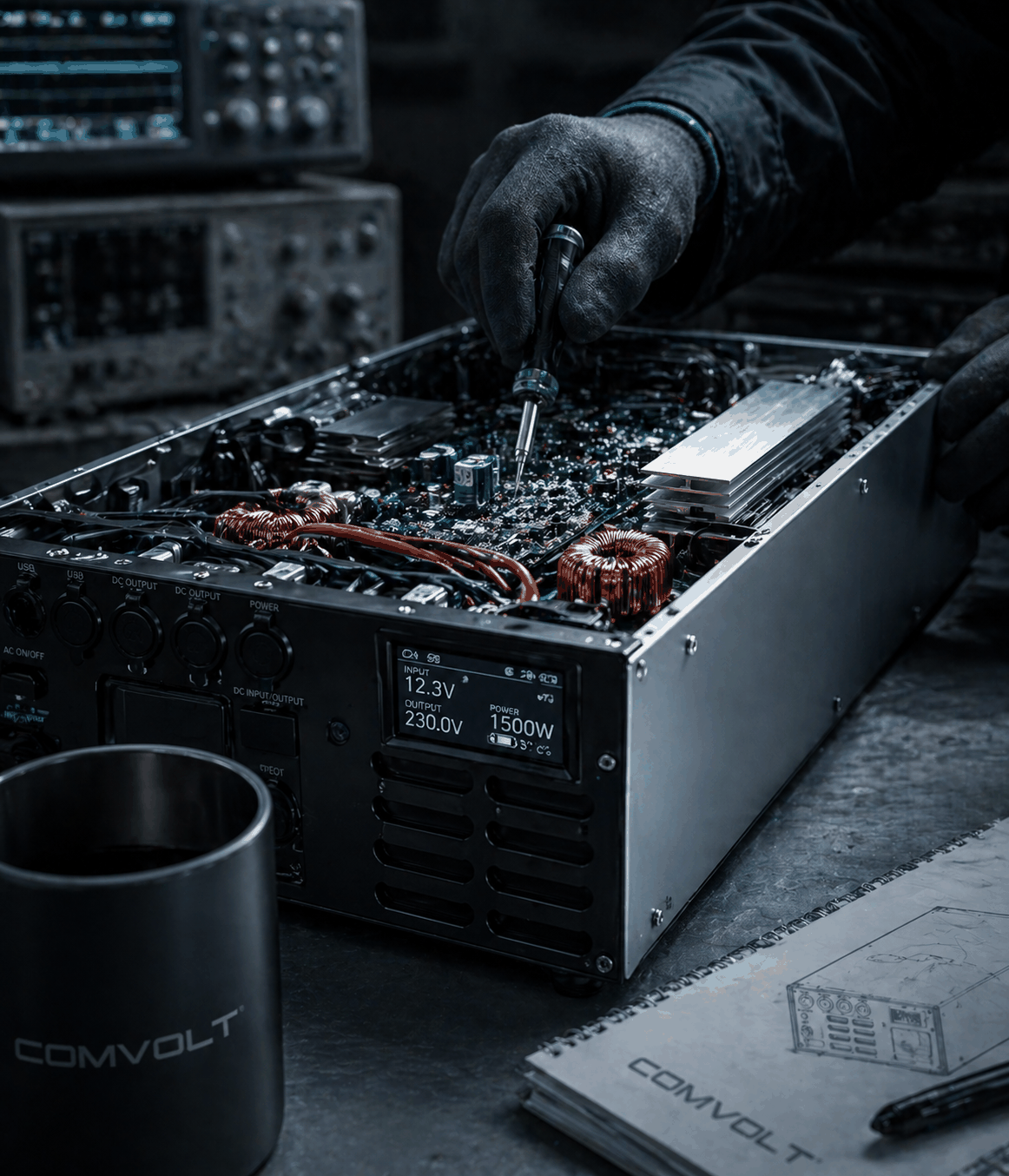 R&D / craftsmanship close-up of battery internals